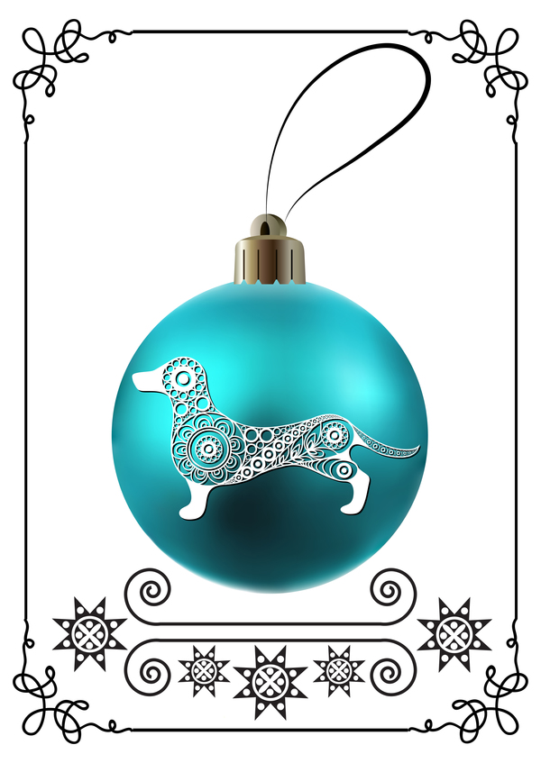 telaio palla Nuovo Natale cane blu anno 