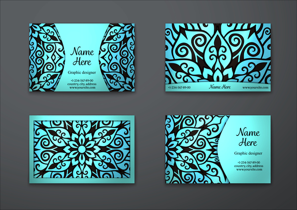 motif decorative carte business bleu 
