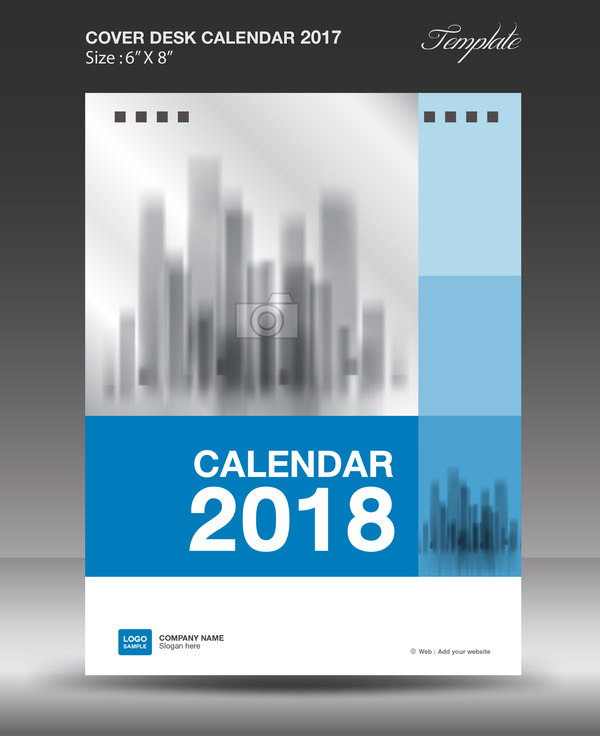vertikal täcka skrivbord Kalender blå 2018 