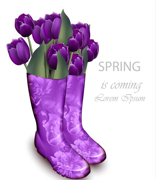 、ブーツ、花、春 