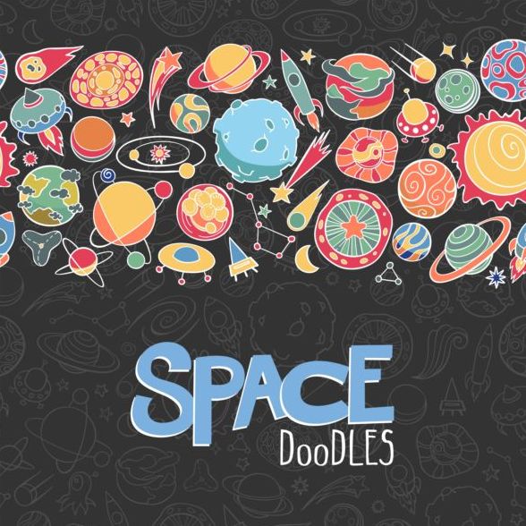 spazio doodles cartoni animati 