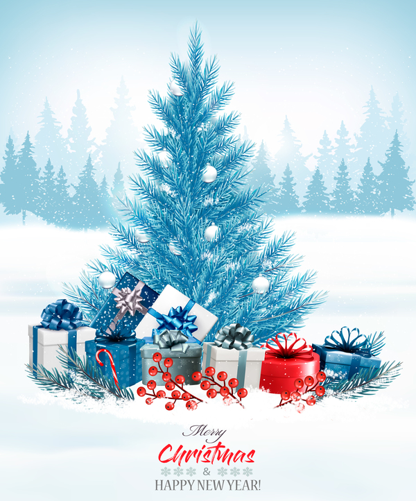 Weihnachtsgeschenk Kisten bunt blau Baum  