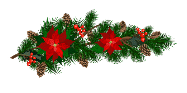 Rami pino ornamenti Natale agrifoglio 
