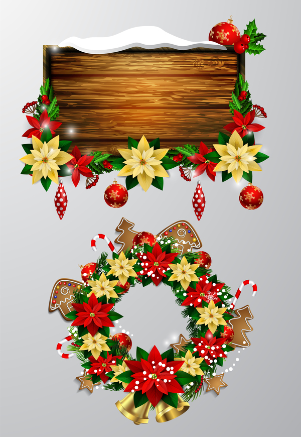 、クリスマス、ラベル、木製、花輪 