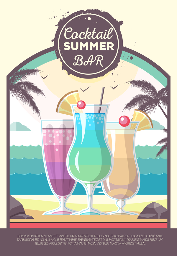 sommar cocktail bar affisch 
