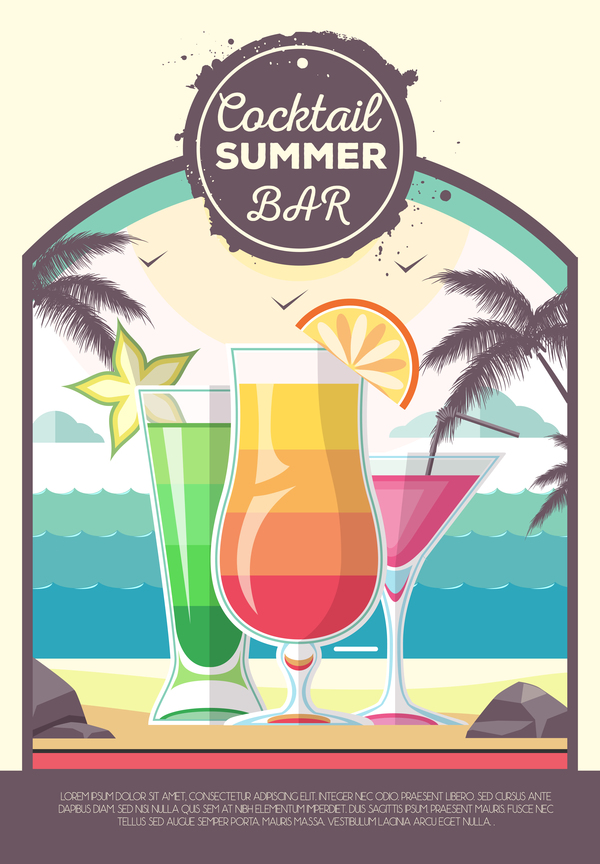 sommar cocktail bar affisch 