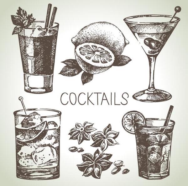 dessiné cocktail À la main 