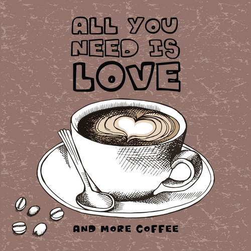 Retro teckensnitt kärlek kaffe 