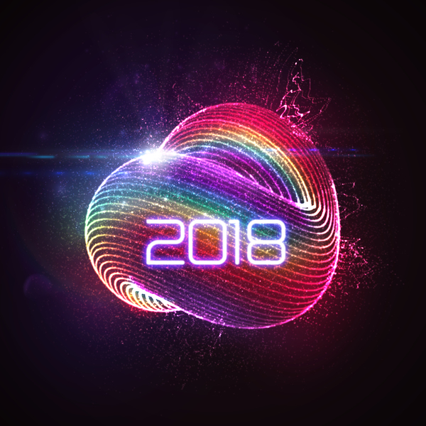 、2018 年に抽象的な、色、新しい年 