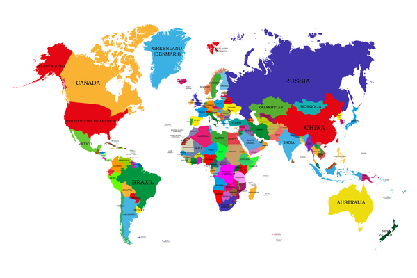 världen Karta färgade 