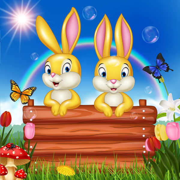 Pâques Mignon bunny arc-en-ciel 