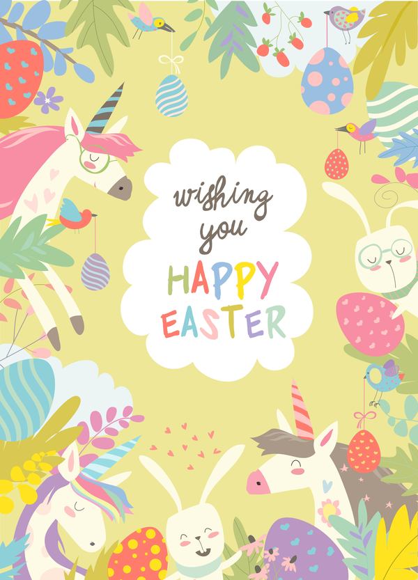telaio Pasqua cartone animato carta carino animali 