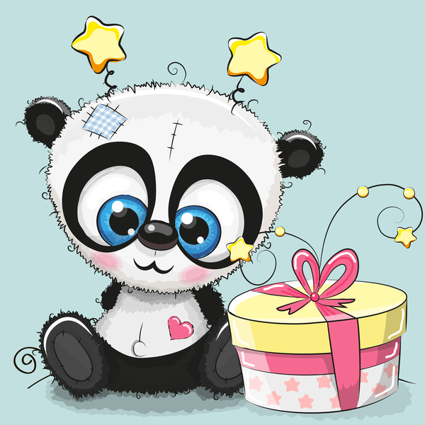 Carte De Joyeux Anniversaire Panda Mignon Vector 01 Welovesolo