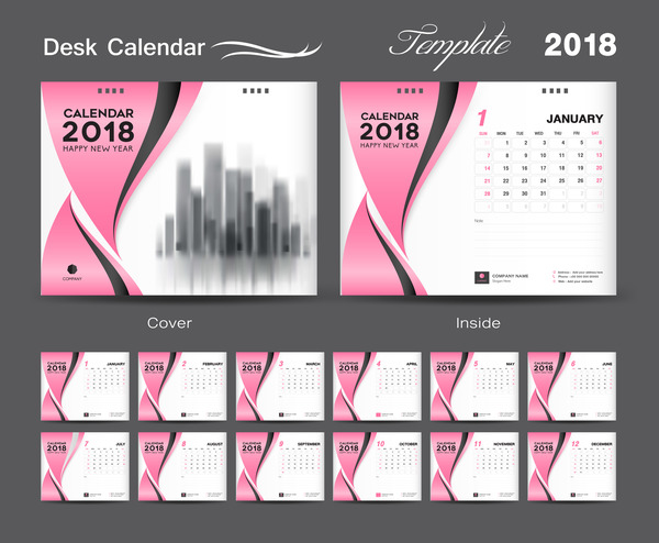 rose couvrir calendar bureau 2018  