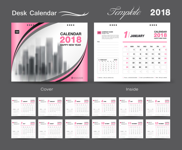 ピンク デスク カバー 、2018 年カレンダー 
