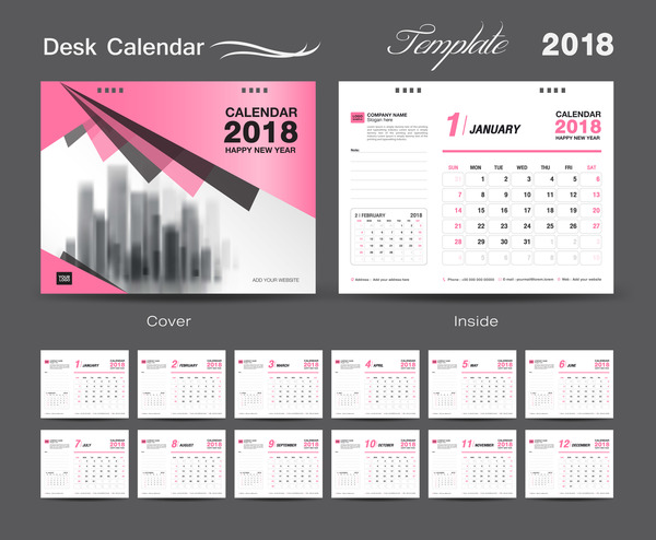Schreibtisch pink Kalender decken 2018 