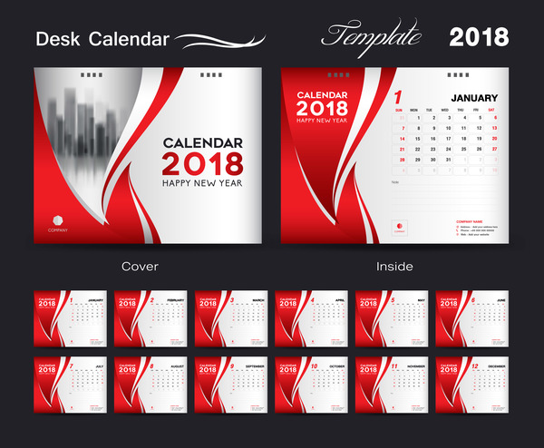 赤 デスク カバー 、2018 年カレンダー 