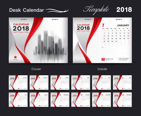 rouge couvrir calendar bureau 2018 