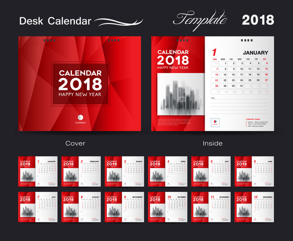 Schreibtisch rot Kalender decken 2018 