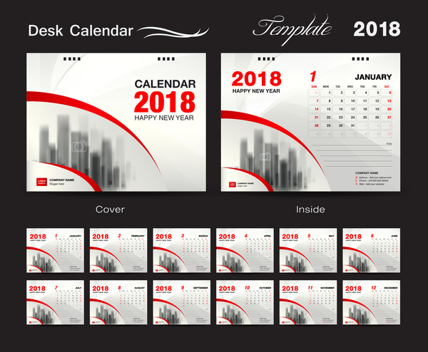 デスク カバー 、2018 年カレンダー 