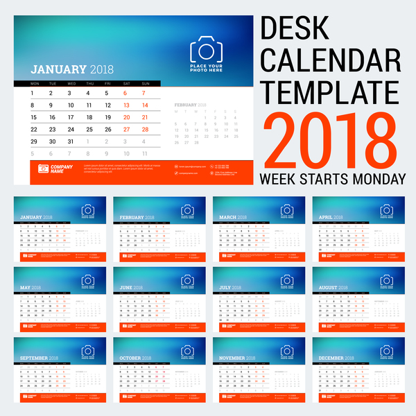 scrivania calendario 2018 