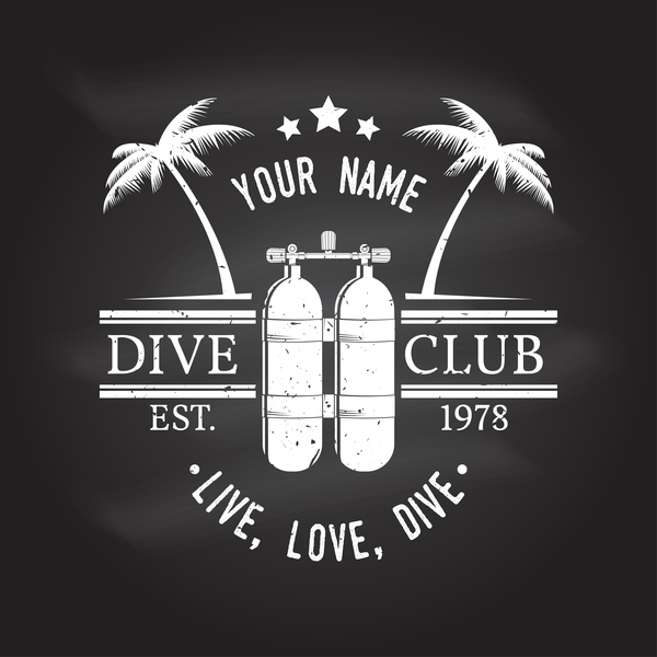 Retro font diving club 
