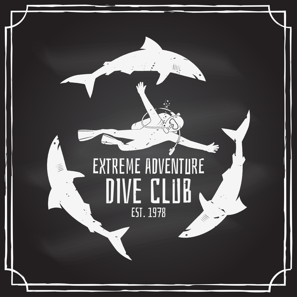 Retro font diving club 