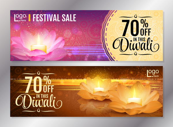 festival Diwali discount des bannières 
