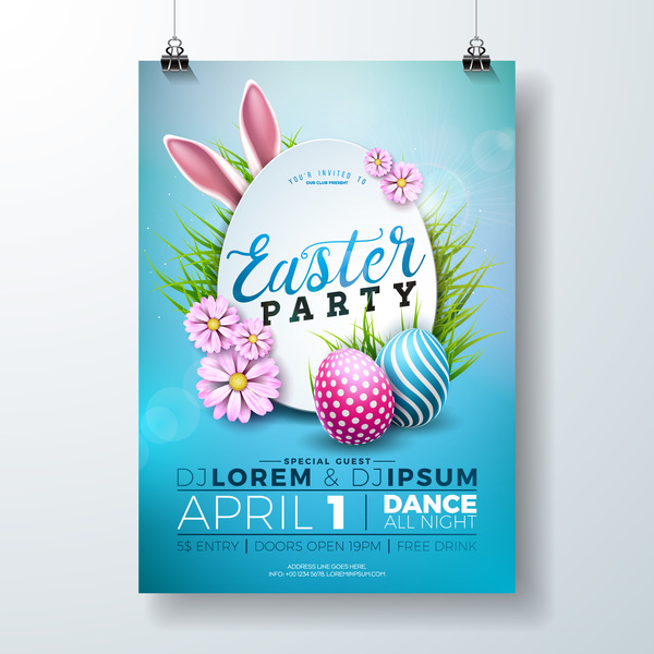 poster Pasqua flyer festa con 