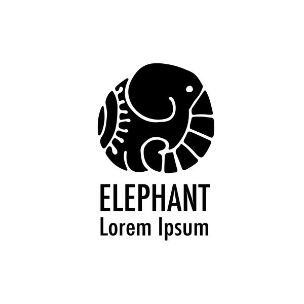 logotyper Elefant dekorativa blommiga 
