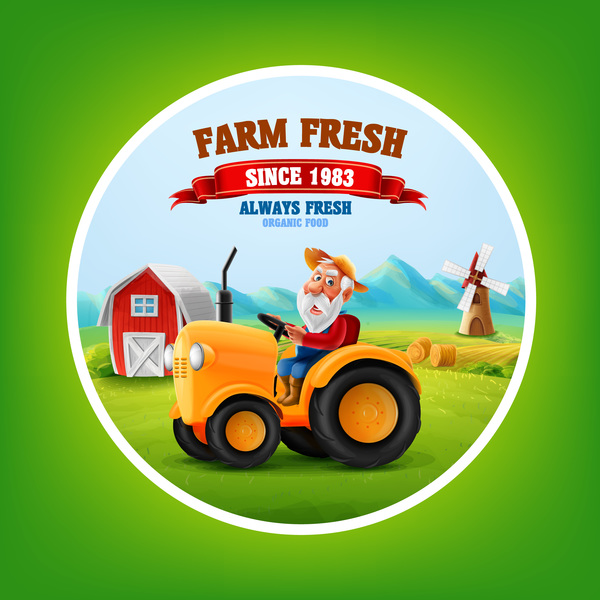 Traktor Etiketten Bauernhof 