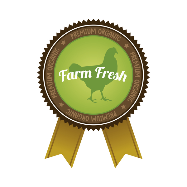 ribbon organic food farm badge  