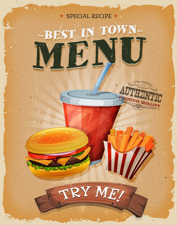 Retro font poster menu food fast barbecue 