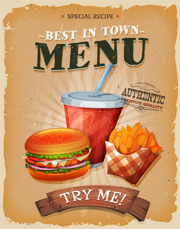 Retro font poster menu food fast barbecue 