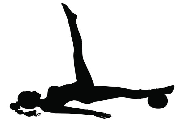 silhouette Mädchen fitness ball 