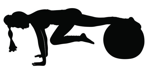 silhouette girl fitness ball 