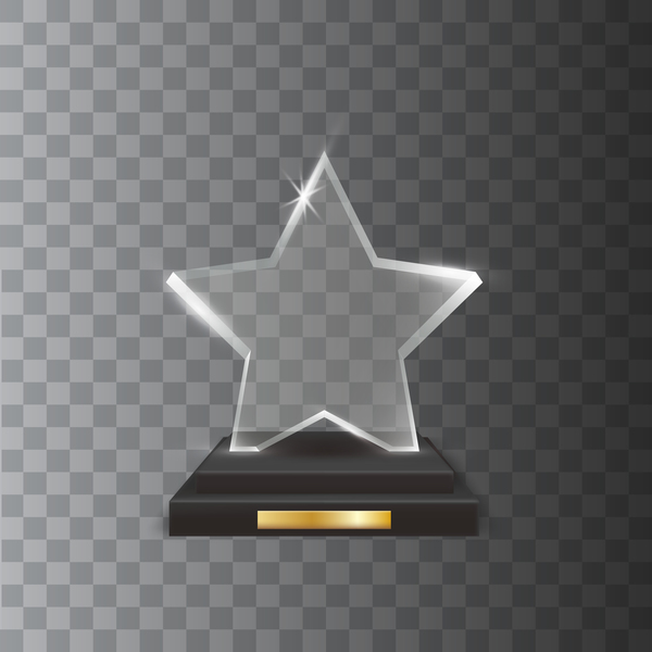Trofeo stella Premio di vetro cinque punte acrilico 