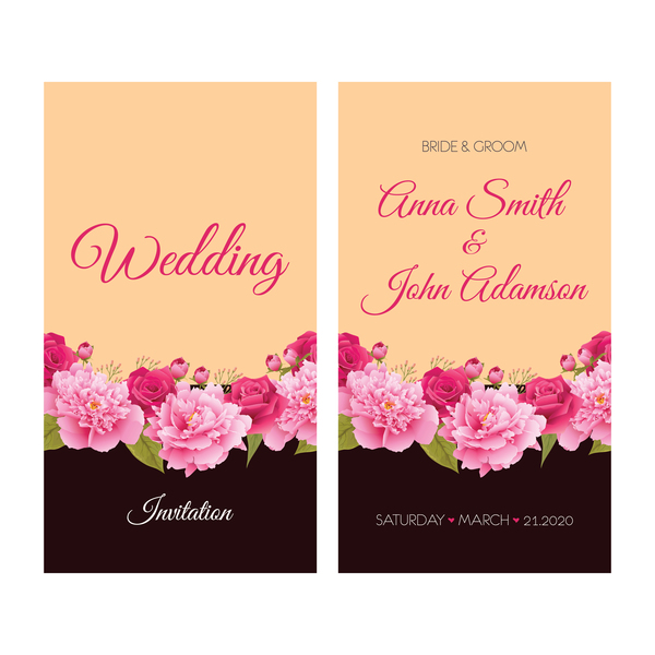 Retro-Schriftart Karten Hochzeit Einladung Blumen 
