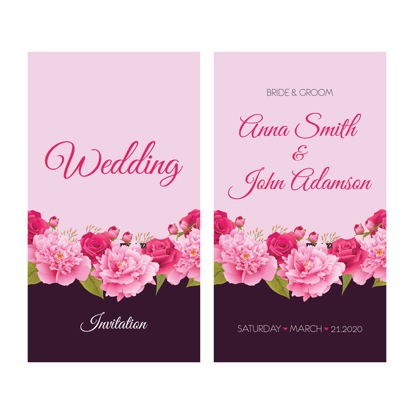 Retro-Schriftart Karten Hochzeit Einladung Blumen 