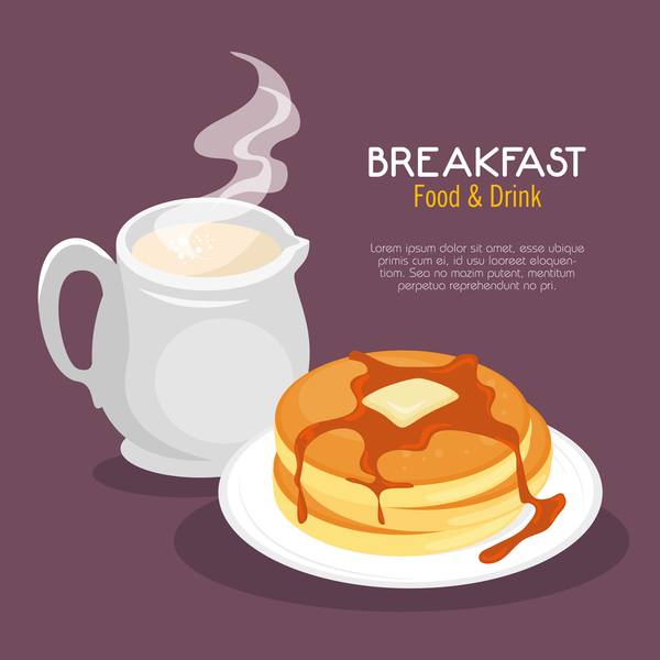 食べ物や飲み物の朝食ポスター ベクトル 01 Welovesolo