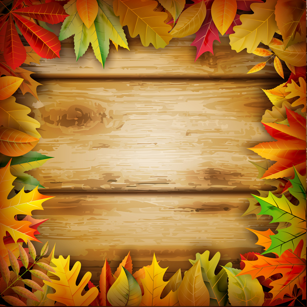 Rahmen Holz Herbst Blätter 