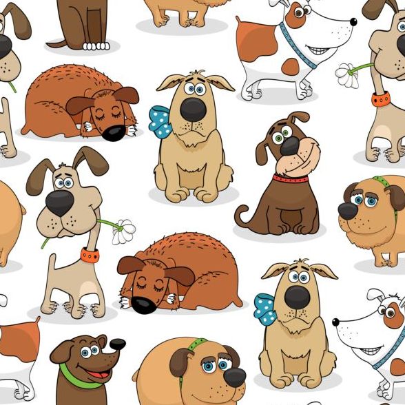 seamless pattern funny dog cartoon 