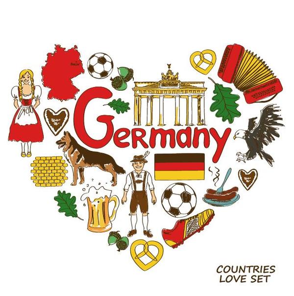 Tyskland land hjärta forma element 