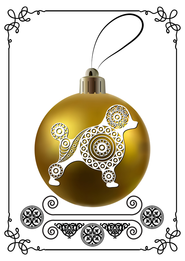 palla Nuovo Natale golden cornice cane anno 