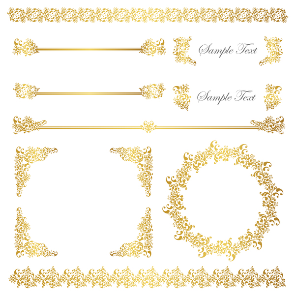 golden Font calligrafia decorazione cornice bordi 