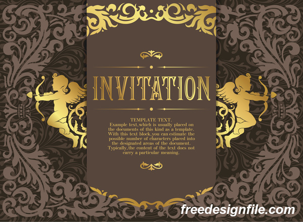 装飾 招待状 レトロフォント スタイル ゴールデン カード 