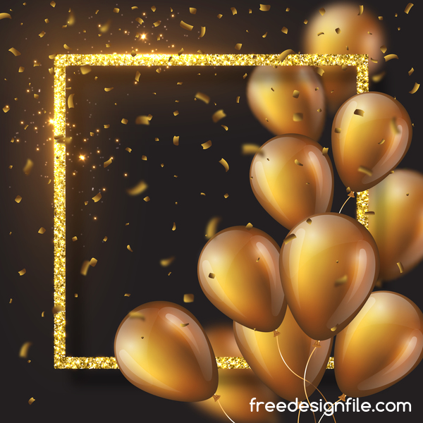 golden encadrer confettis ballons 