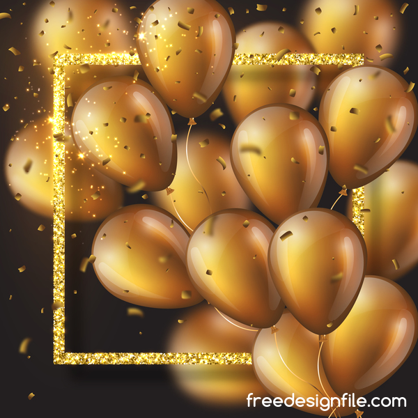 golden encadrer confettis ballons 