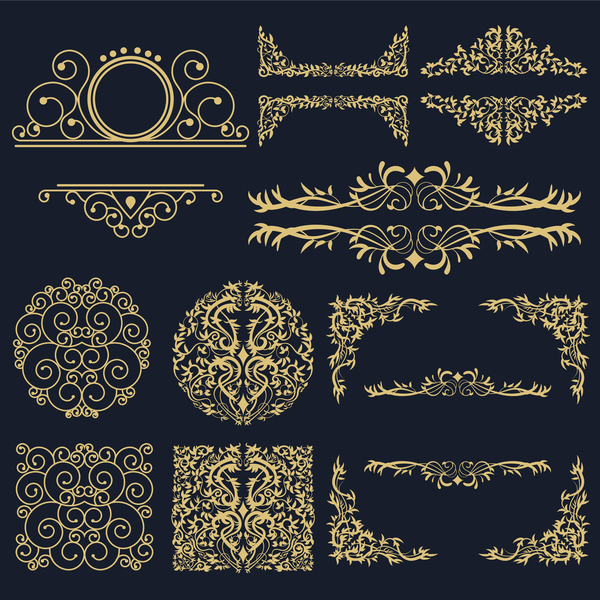 Ornamenti dorati insieme vettoriale di design - WeLoveSoLo