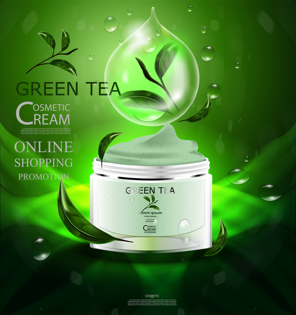 verde tè Pubblicità poster crema cosmetici 